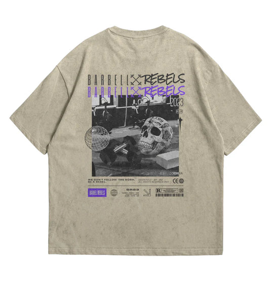 BARBELL REBELS - Oversized “ACID” T-shirt Cream