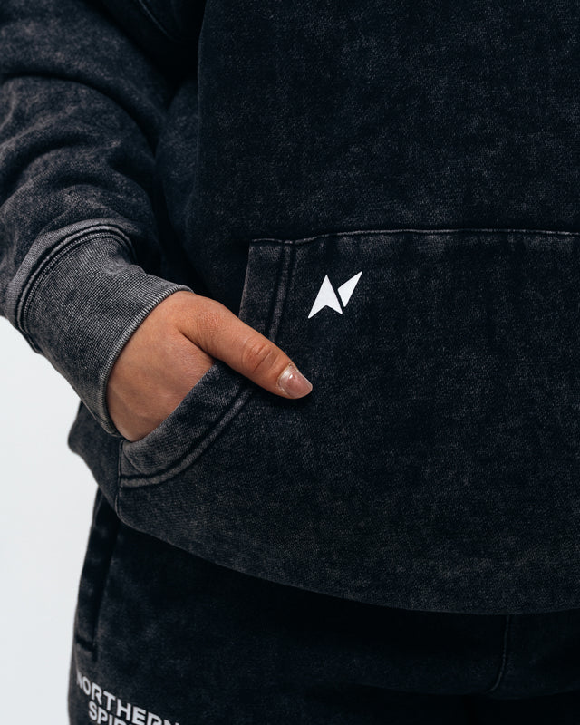 NORTHERN SPIRIT - Hoodie Oversized Unisexe "Cozy" Washed Black