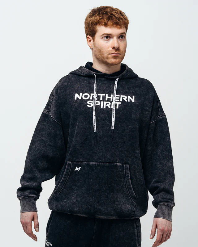 NORTHERN SPIRIT - Hoodie Oversized Unisexe "Cozy" Washed Black