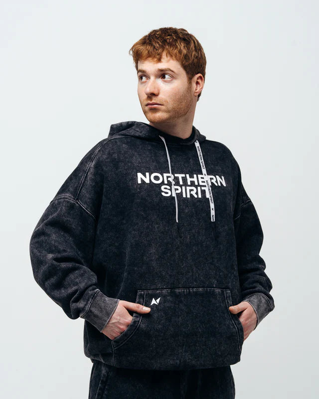 NORTHERN SPIRIT - Hoodie Oversized Unisexe "Cozy" Washed Black