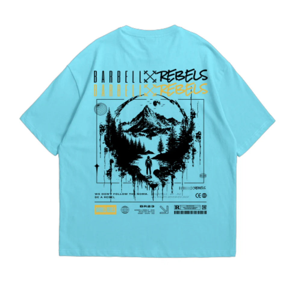 BARBELL REBELS - Oversized “ACID” T-shirt Baby Blue