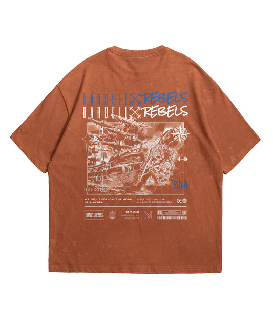 BARBELL REBELS - T-shirt Oversized "ACID" Orange