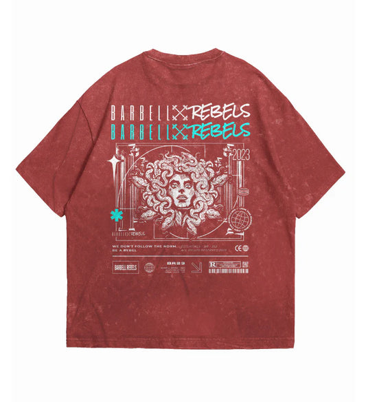 BARBELL REBELS - T-shirt Oversized "ACID" Red