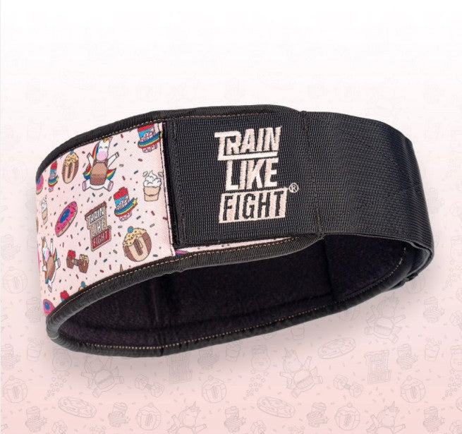 TRAIN LIKE FIGHT - HR Weightlifting Belt - Rainbow Cookie Attitude Soft Pink Edition