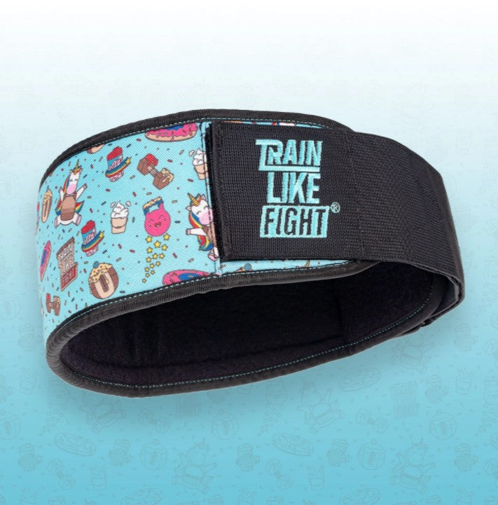 TRAIN LIKE FIGHT -Ceinture d'haltérophilie HR - Rainbow Cookie Attitude Soft Blue Edition