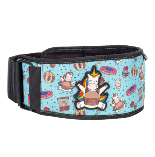 TRAIN LIKE FIGHT - HR Weightlifting Belt - Rainbow Cookie Attitude Soft Blue Edition