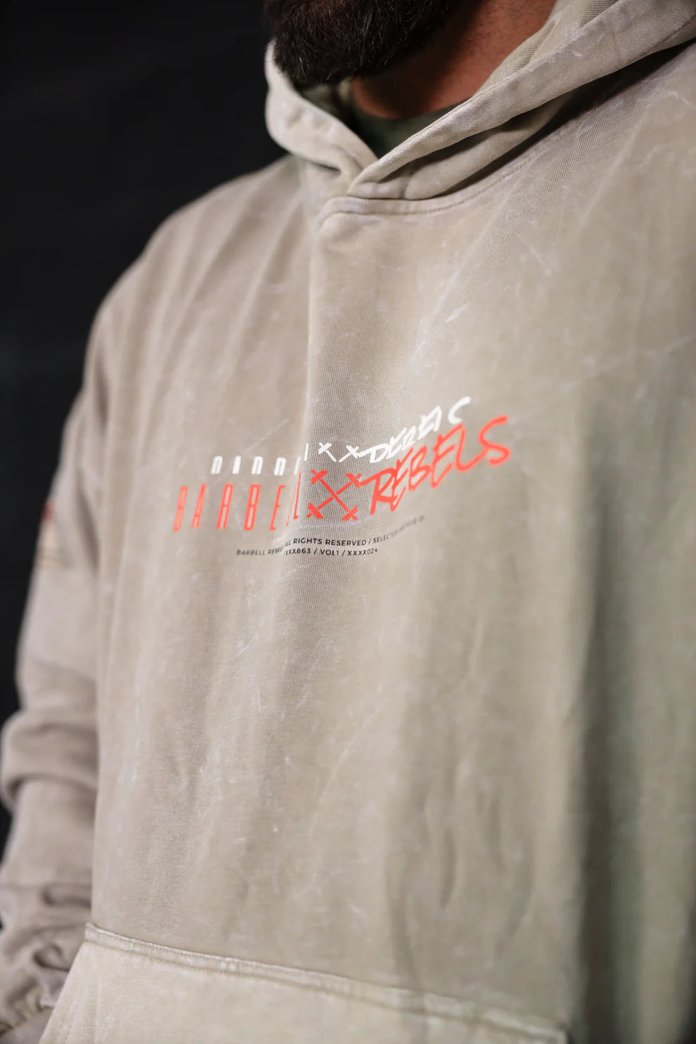 BARBELL REBELS - Hoodie Oversized "ACID" Cream