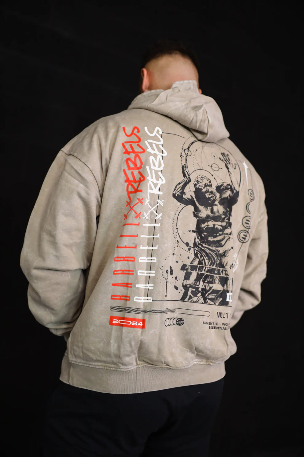 BARBELL REBELS - Hoodie Oversized "ACID" Cream