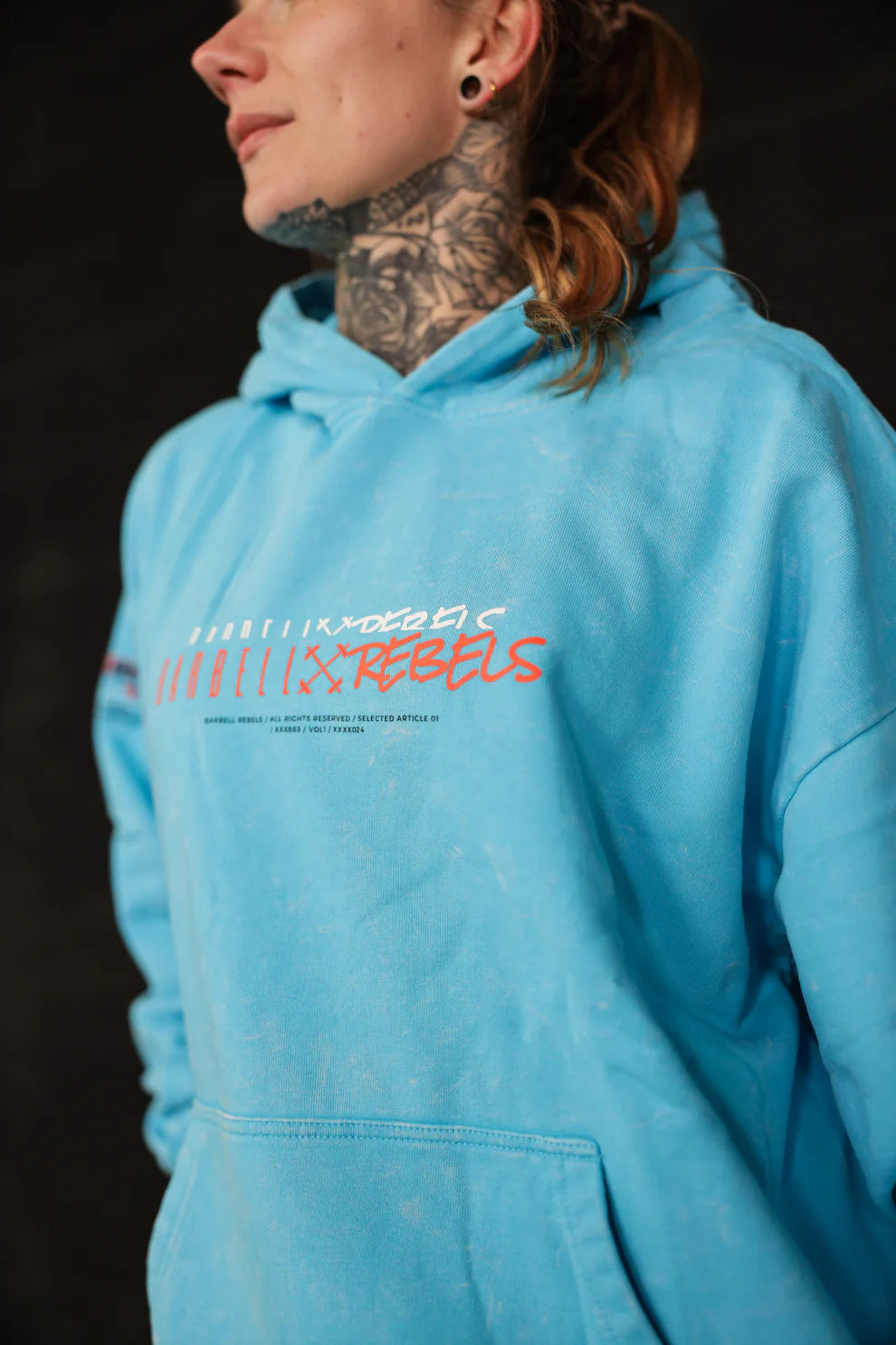 BARBELL REBELS - Hoodie Oversized "ACID" Baby Blue