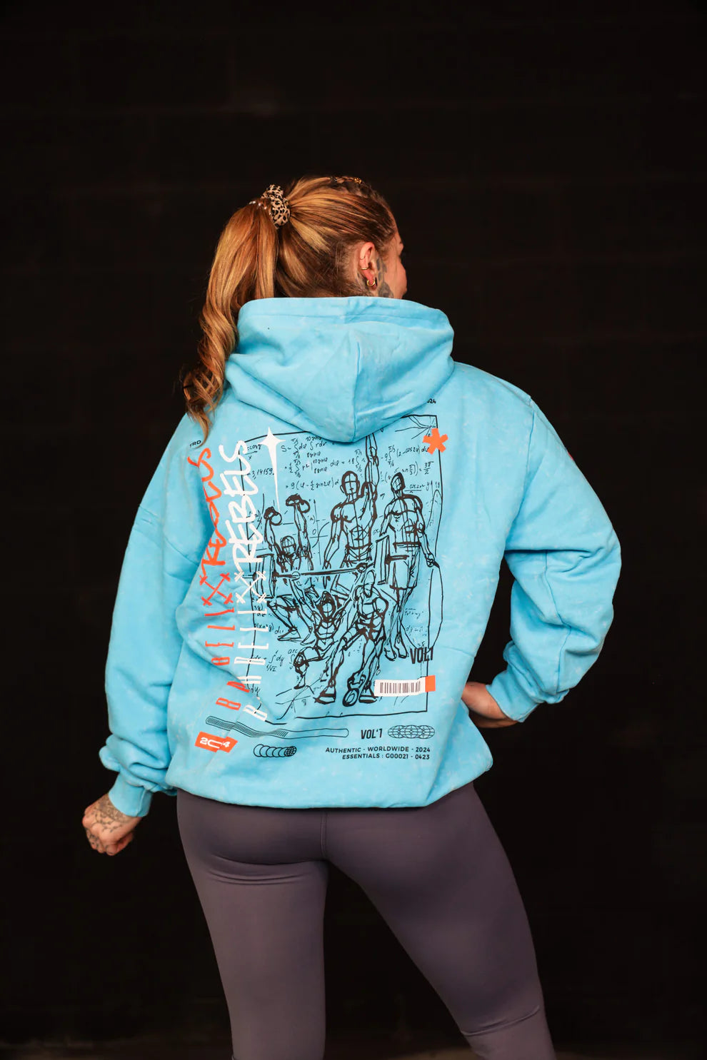 BARBELL REBELS - Hoodie Oversized "ACID" Baby Blue