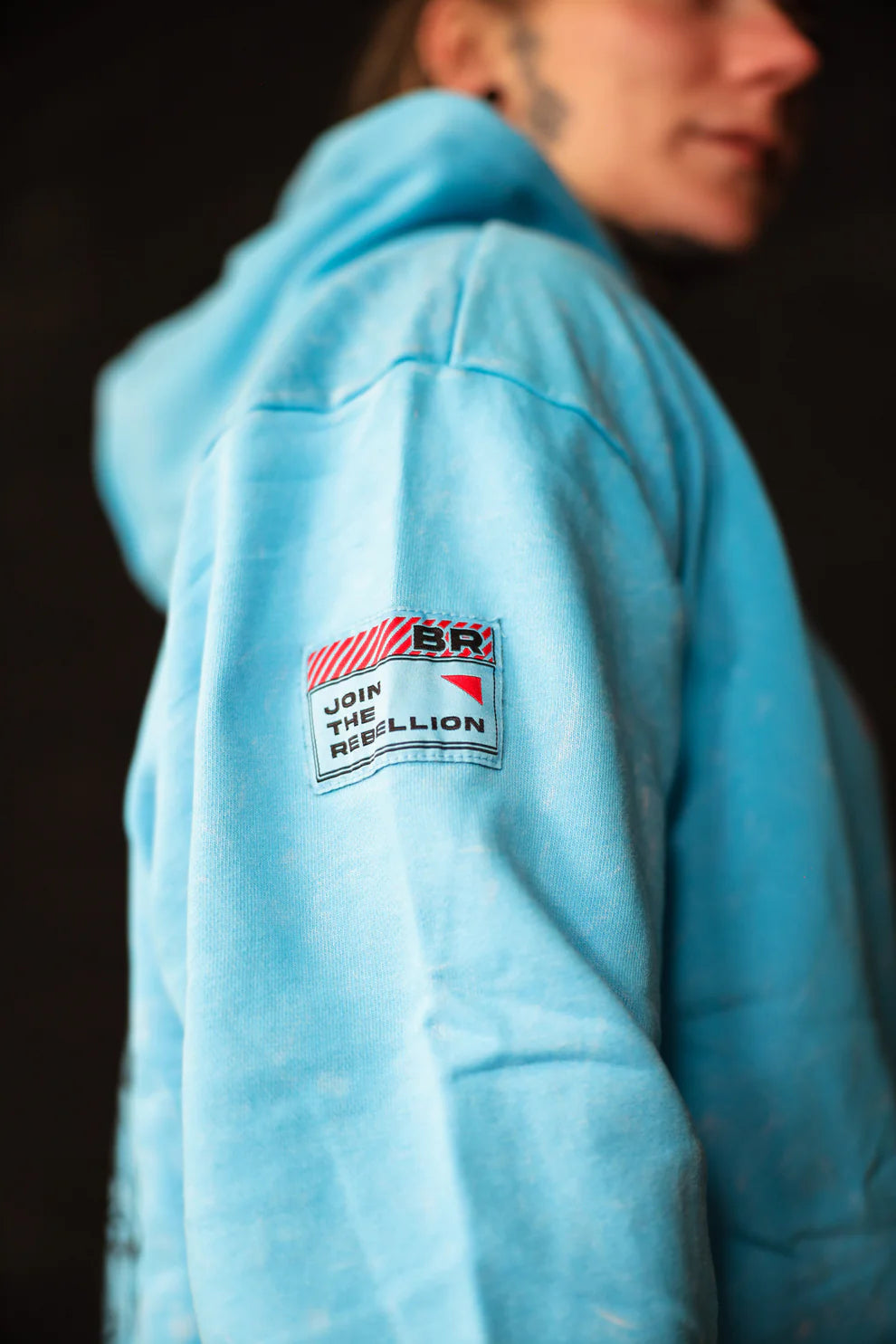 BARBELL REBELS - Hoodie Oversized "ACID" Baby Blue