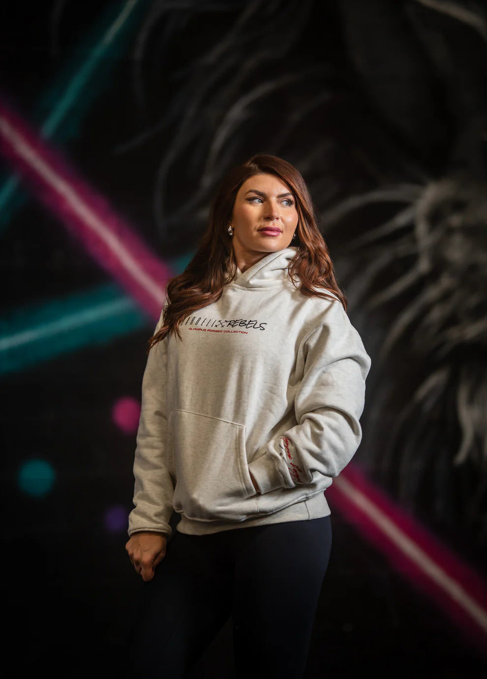 BARBELL REBELS - Hoodie Oversized "OLYMPUS" Marble Grey