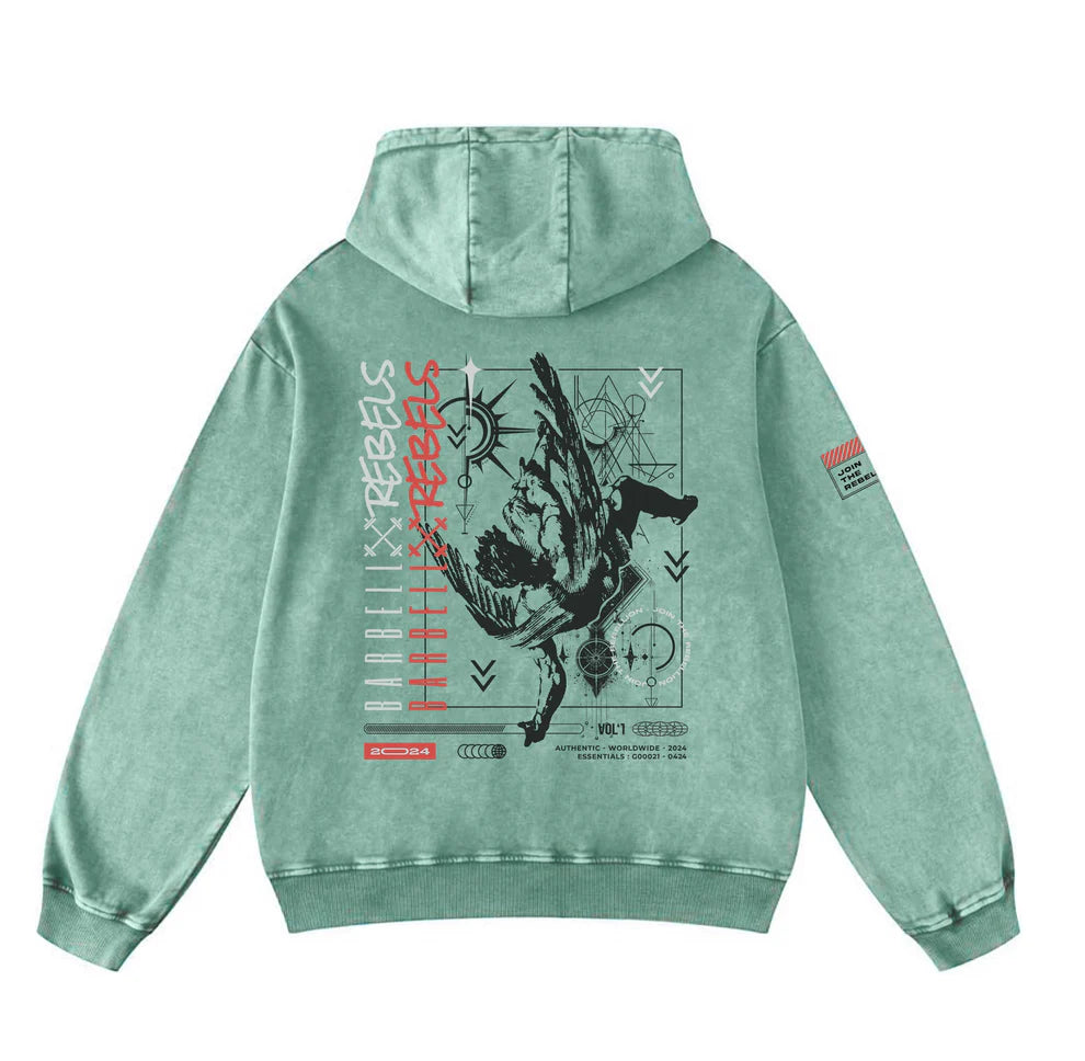 BARBELL REBELS - Hoodie Oversized "ACID" Green
