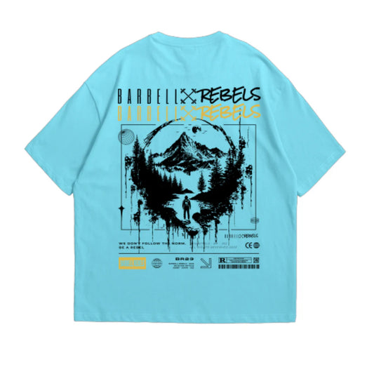 BARBELL REBELS - T-shirt Oversized "ACID" Baby Blue