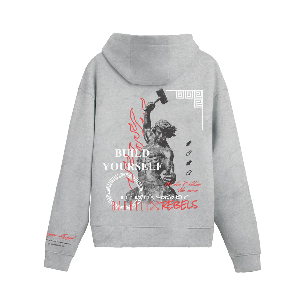 BARBELL REBELS - Hoodie Oversized "OLYMPUS" Marble Grey
