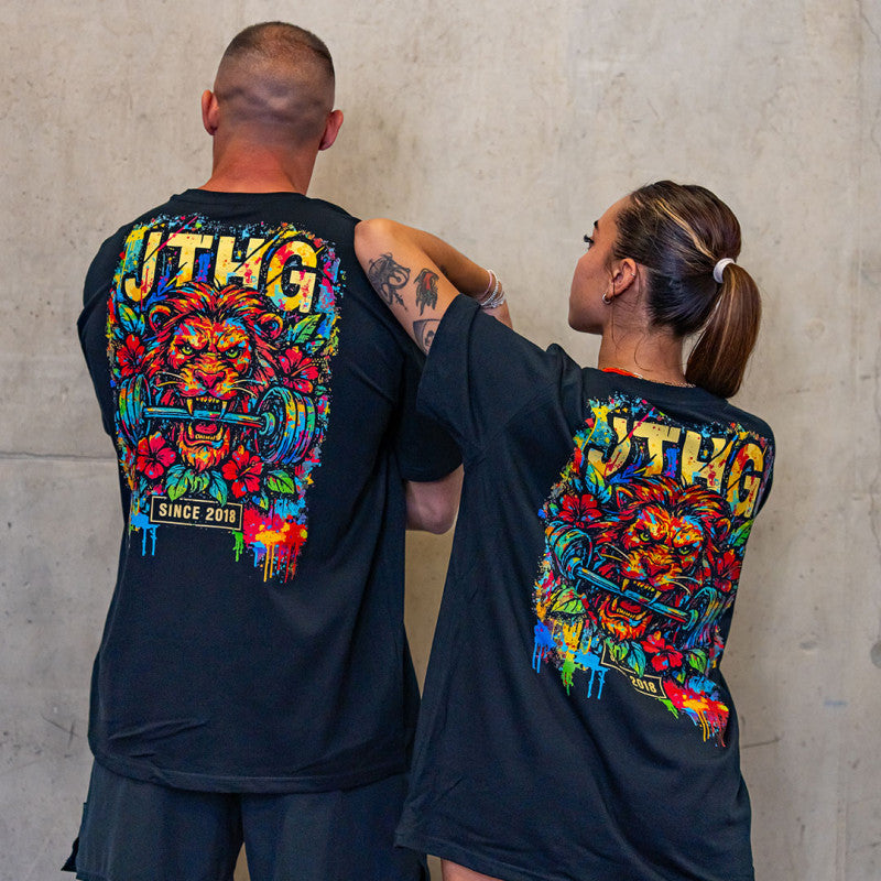JUST HANG - Unisex Oversized T-shirt "Barbell Lion"