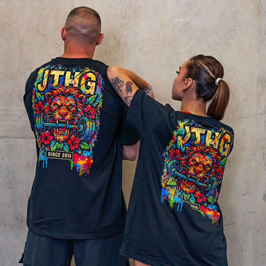 JUST HANG - Unisex Oversized T-shirt "Barbell Lion"