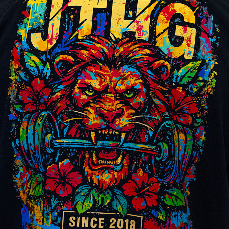 JUST HANG - Unisex Oversized T-shirt "Barbell Lion"
